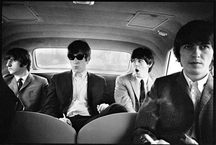 beatles in limo printed 30x40